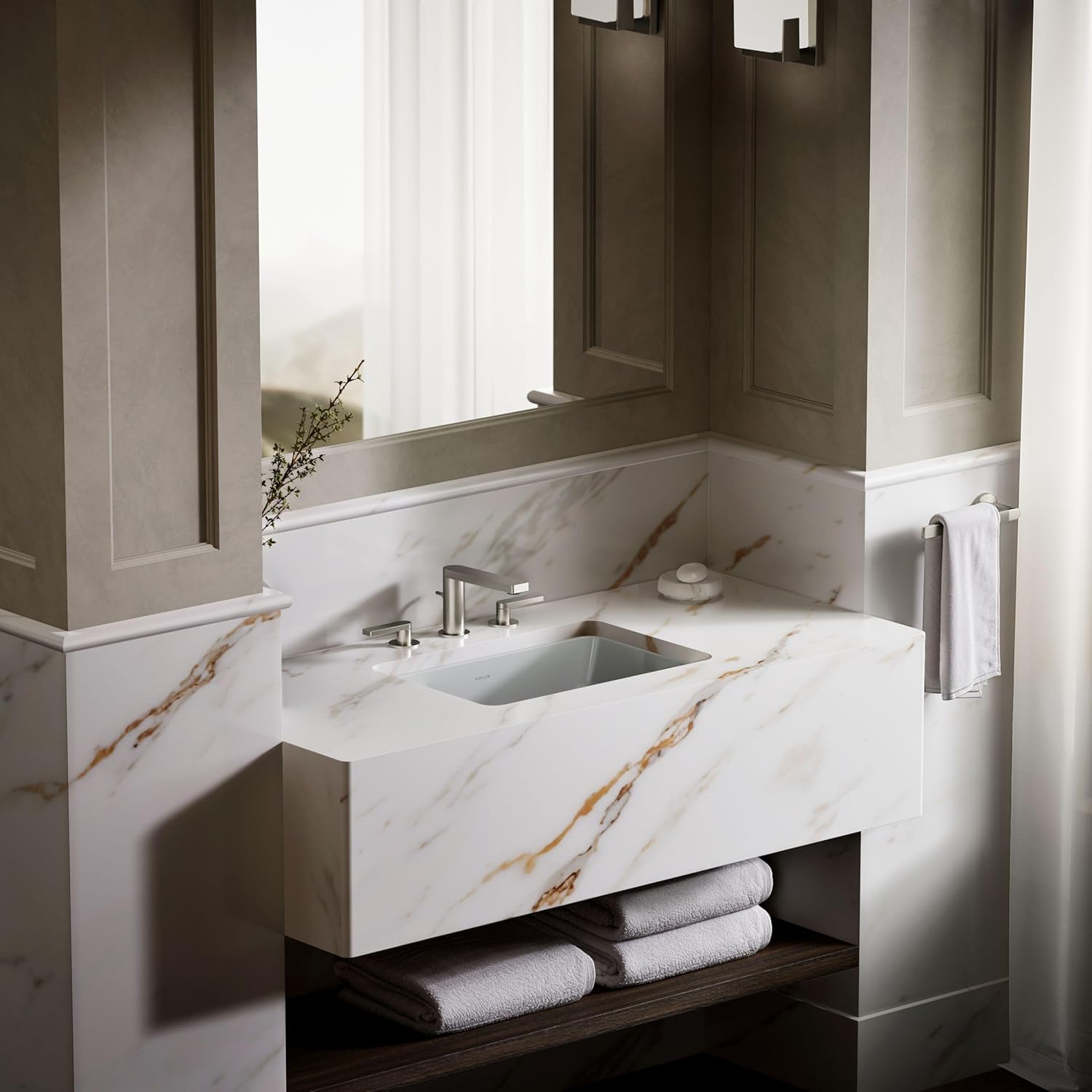 Ladena Rectangular Undermount Sink in Ice Grey