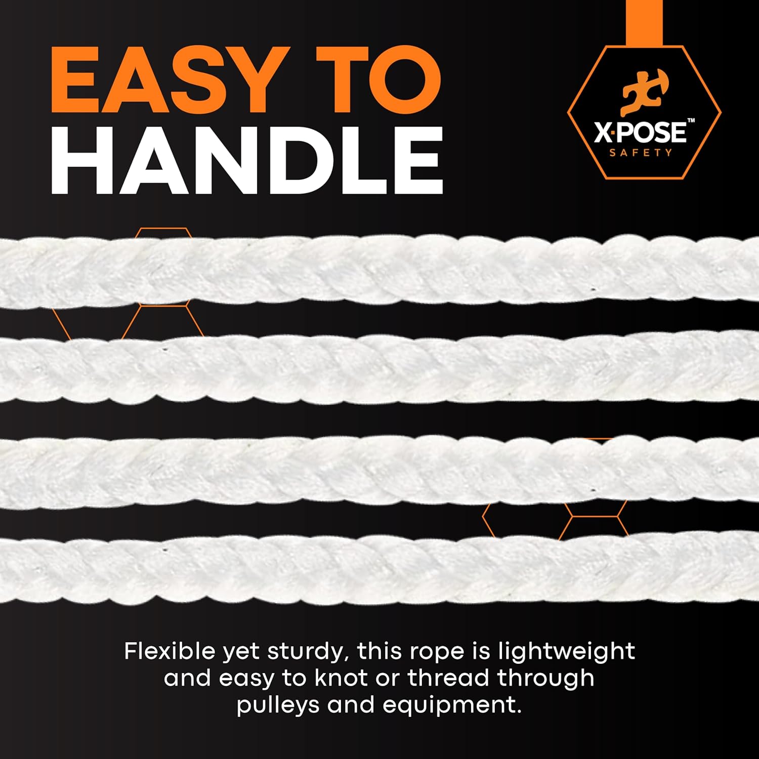 Diamond Braided Clothesline Rope – 6/32" x 100 ft – Durable Polypropylene, Heavy-Duty Poly Braided Cord for Clothesline, Camping, Tent, Flagpole, Arborist, Hoist, Pulley – White (6 Pack)