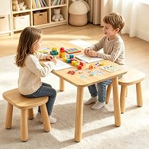 Wooden Toddler Table and Chair2 Set for Kid, Activity Table Furniture 3-8