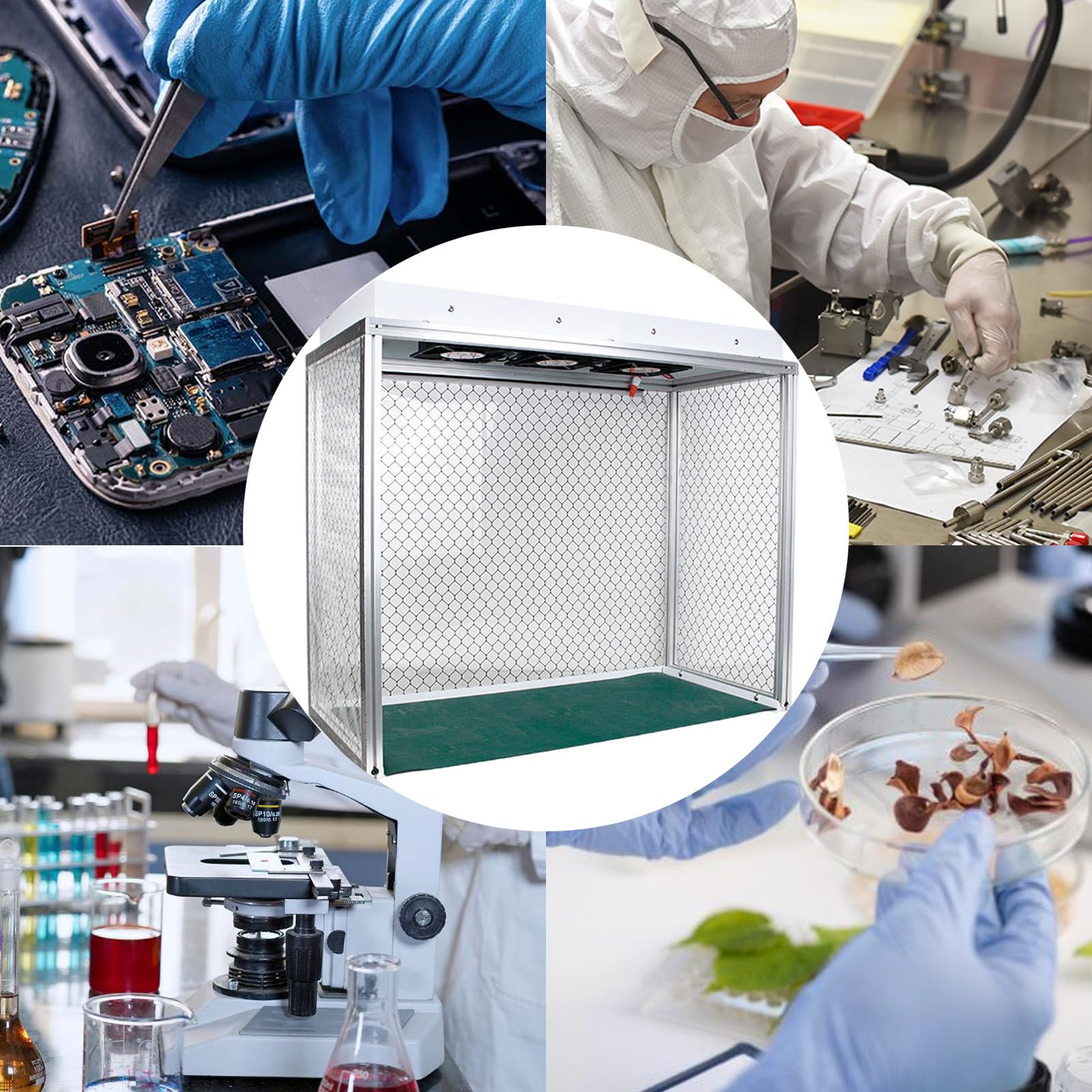 vnmudzeo 3 Fan Lab Unit Clean Room 62x31 cm ?Big Space,for Laboratory Phone Repair,Low Noise Portable Vertical Laminar Flow Hood Dustproof,110V