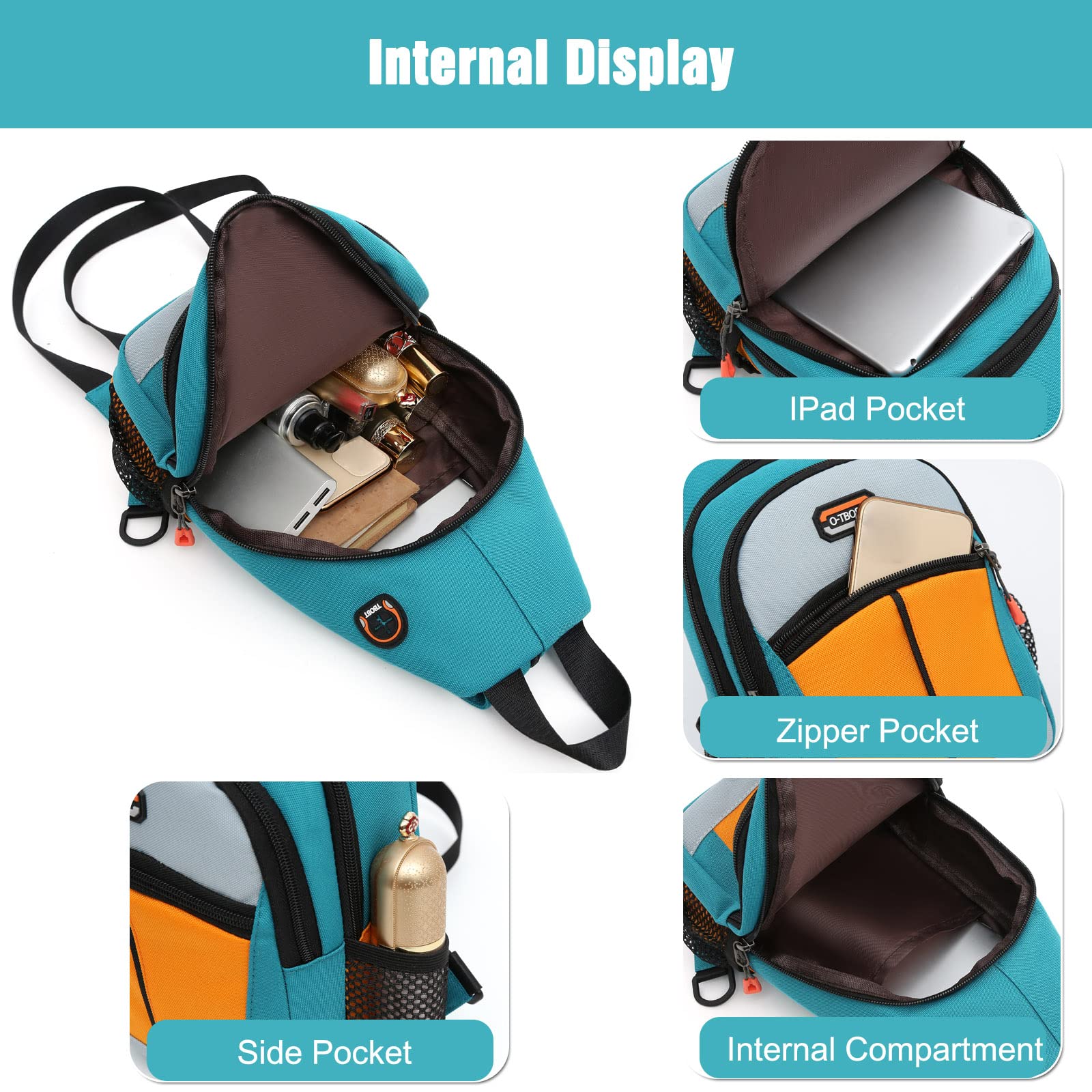 FANDARE Bolsa de Pecho Bolsos Cruzados Mochila Bolsa de Escuela Bolso Hombro Mujer Riñoneras Bolsa Cruzada Bolsos Bandolera Hombres Sling Bag para Ciclismo Escolar Viaje Senderismo Crossbody Bag