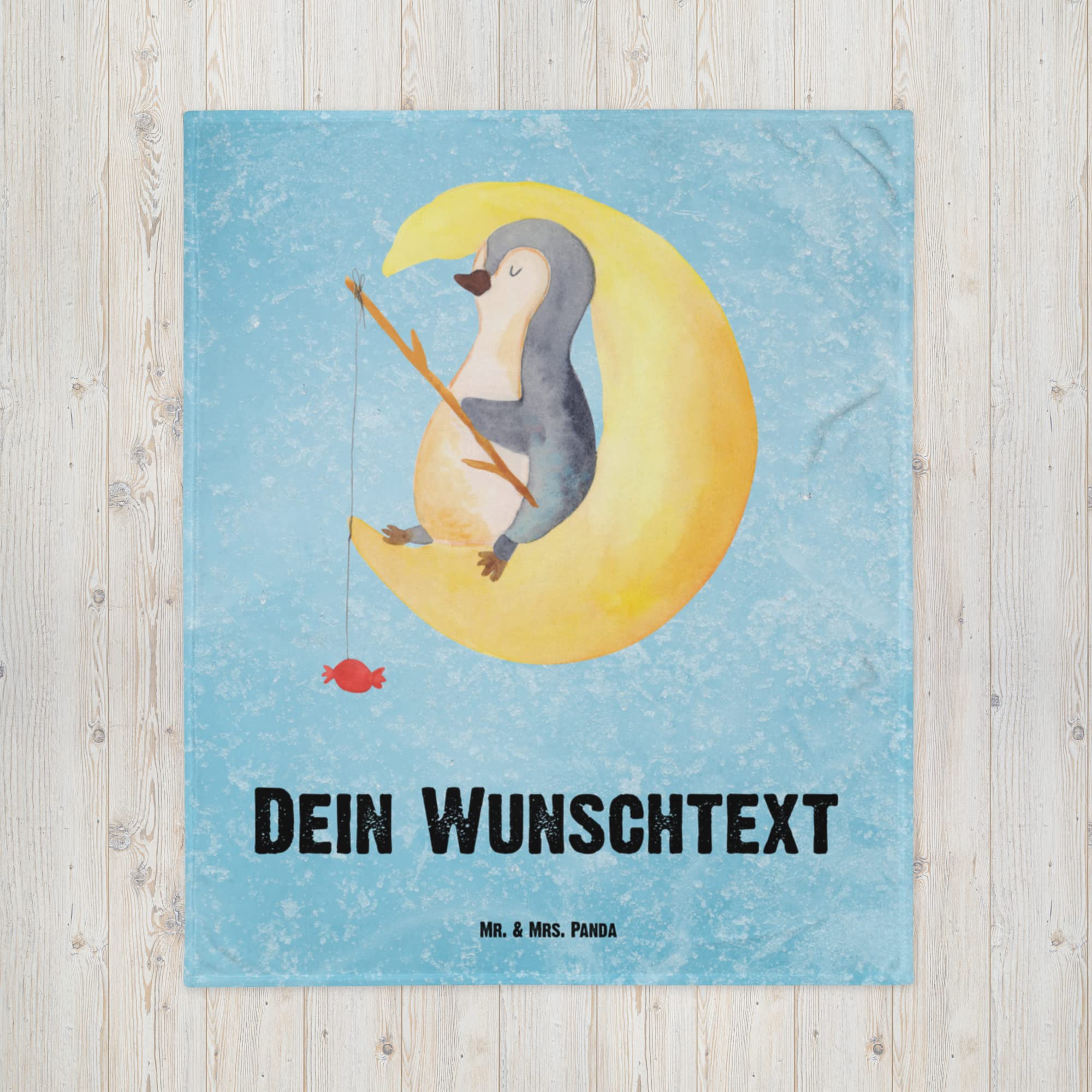 Mr. & Mrs. Panda Kuscheldecke personalisiert Pinguin Mond - Personalisierte Geschenke, Decke mit Namen, Kinderdecke, Süßigkeiten, schlafen, Angel, Personalisierbare, Neugierig, Schlafzimmer