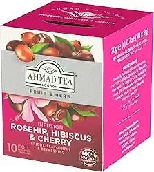 Ahmad Tea London Chá Misto De Rosa Silvestre Hibisco E Cereja Fruit & Herb Caixa 20G 10 Unidades De 2G Cada