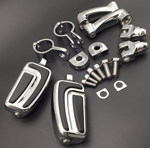 Miniatura 4 de XKH - Kit de montaje de clavijas cromadas ajustables para autopista, reposapiés compatible con V-STAR Roadstar Suzuki Boulevard equipado con tubo de