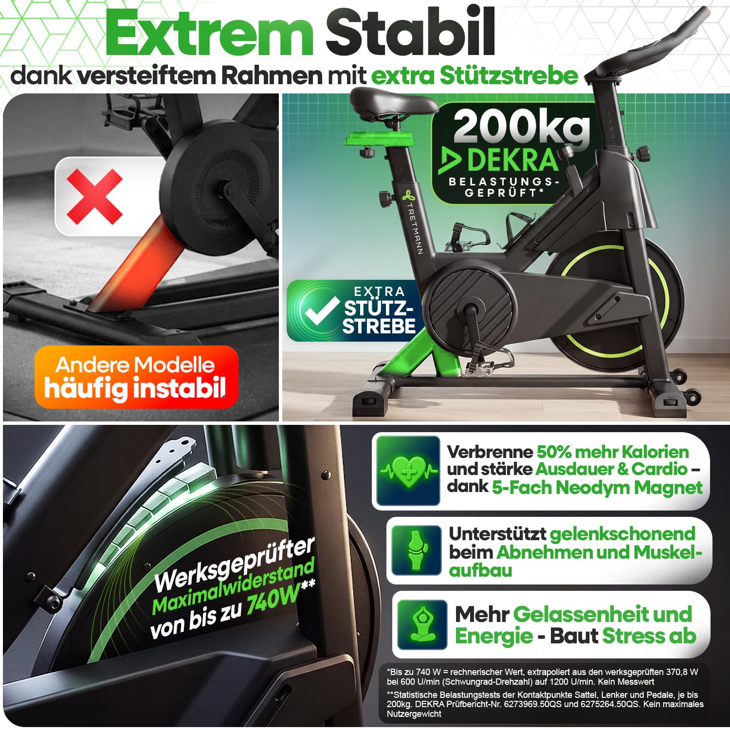 NEU Tretmann Heimtrainer Fahrrad 200 kg belastbar + APP - extra bequem