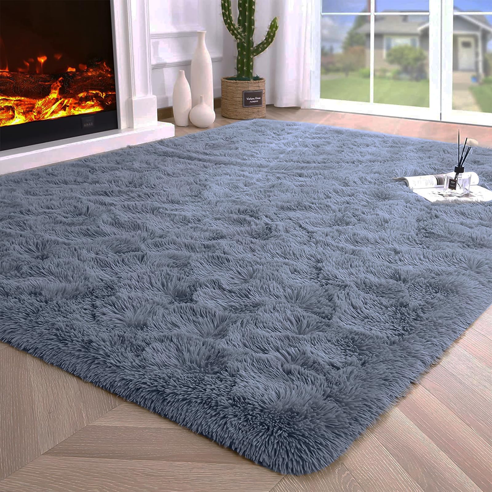 Morbido Tappeto a Pelo Lungo Antiscivolo Shaggy Rettangolare Tappeto Salotto Pelo Lungo Soggiorno per camera da Letto Soggiorno Decorazione grigio-160 * 230cm