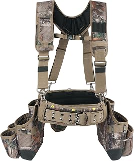 MELOTOUGH Camo Tool Belt with Suspenders - Heavy Duty 5-Piece Framer Combo for Carpenters, Electricians & Construction