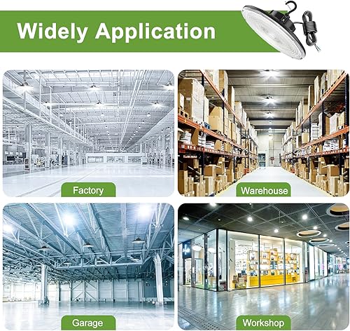Miniatura 4 de Luz de bahía alta, luz LED UFO de 240 W 36000 lm (equivalente a 1000 W HIDHPS) Listado ULDLC, 0-10 V regulable, cable de 6 pies, 5000 K, IP65