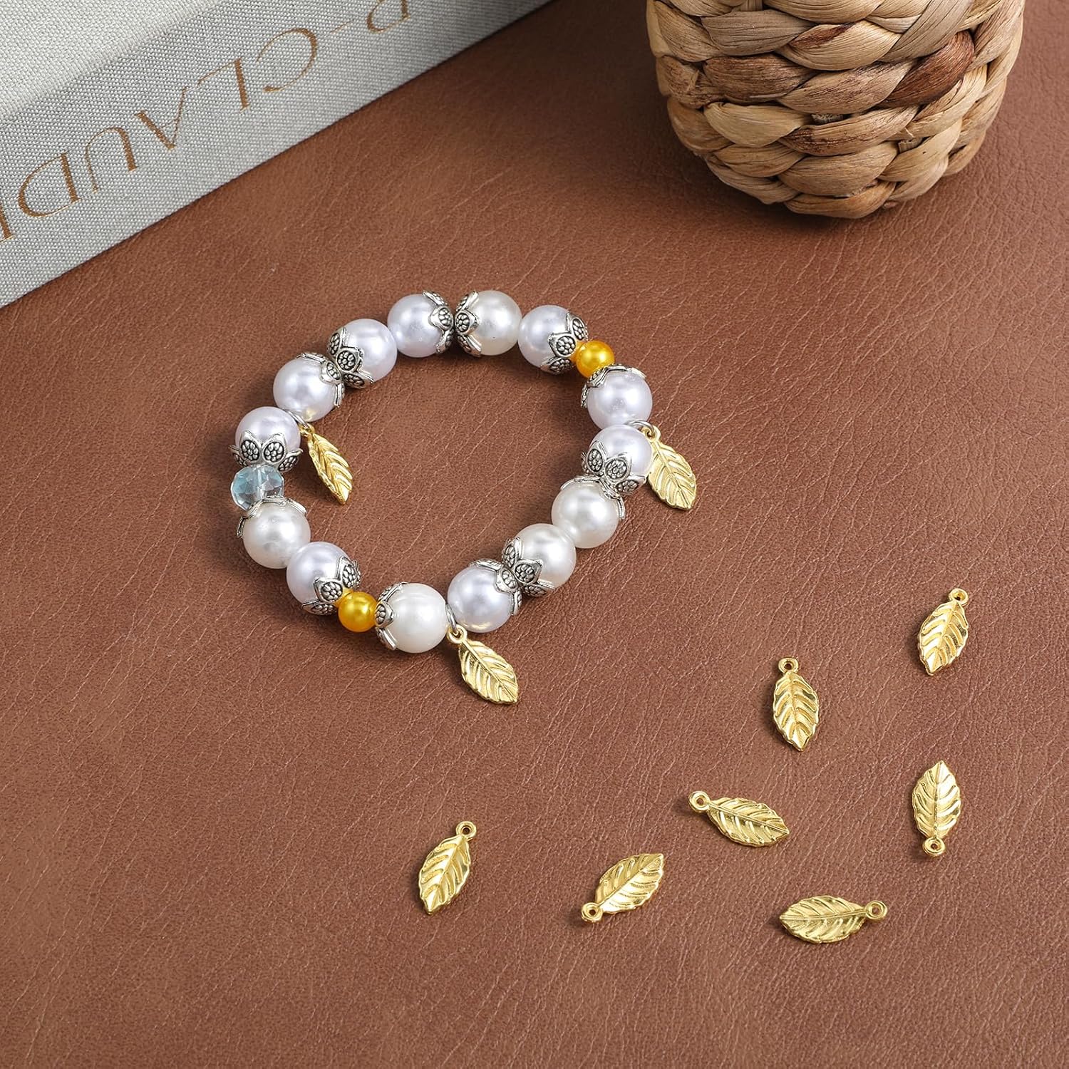 100 Pcs Gold Leaf Charms, 0.6 x 0.3 Inch Small Leaf Pendants Metal Gold Charms for Jewelry Making Necklace Bracelet Earring DIY Crafting Project - Image 6