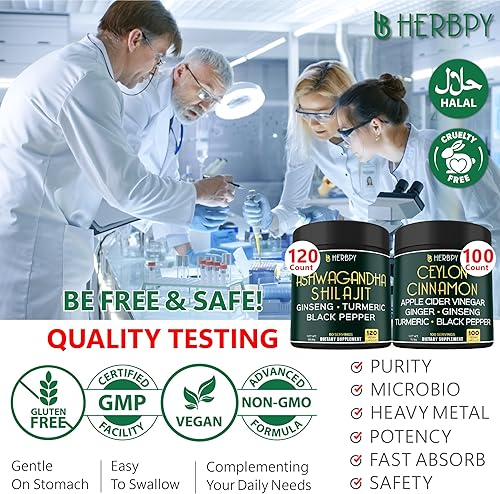 Miniatura 5 de Paquete 5 en 1 16100 mg Ashwagandha Shilajit y 6 en 1 7550 mg Premium Ceilán canela Suplementos  Apoya la relajación, la mente saludable, el