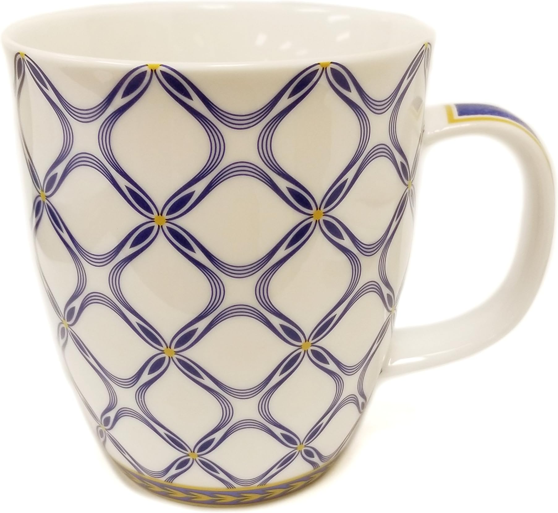 SVIV Curve New Bone China Coffee or Tea Mug, 16oz (Blue Diamond)
