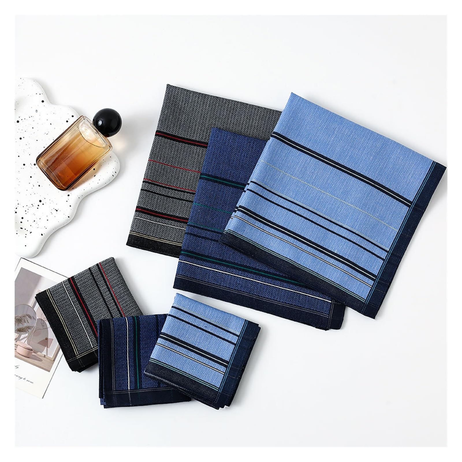 Pañuelos De Bolsillo Para Hombres Pañuelo de algodón teñido a cuadros nostálgico 3/6 piezas