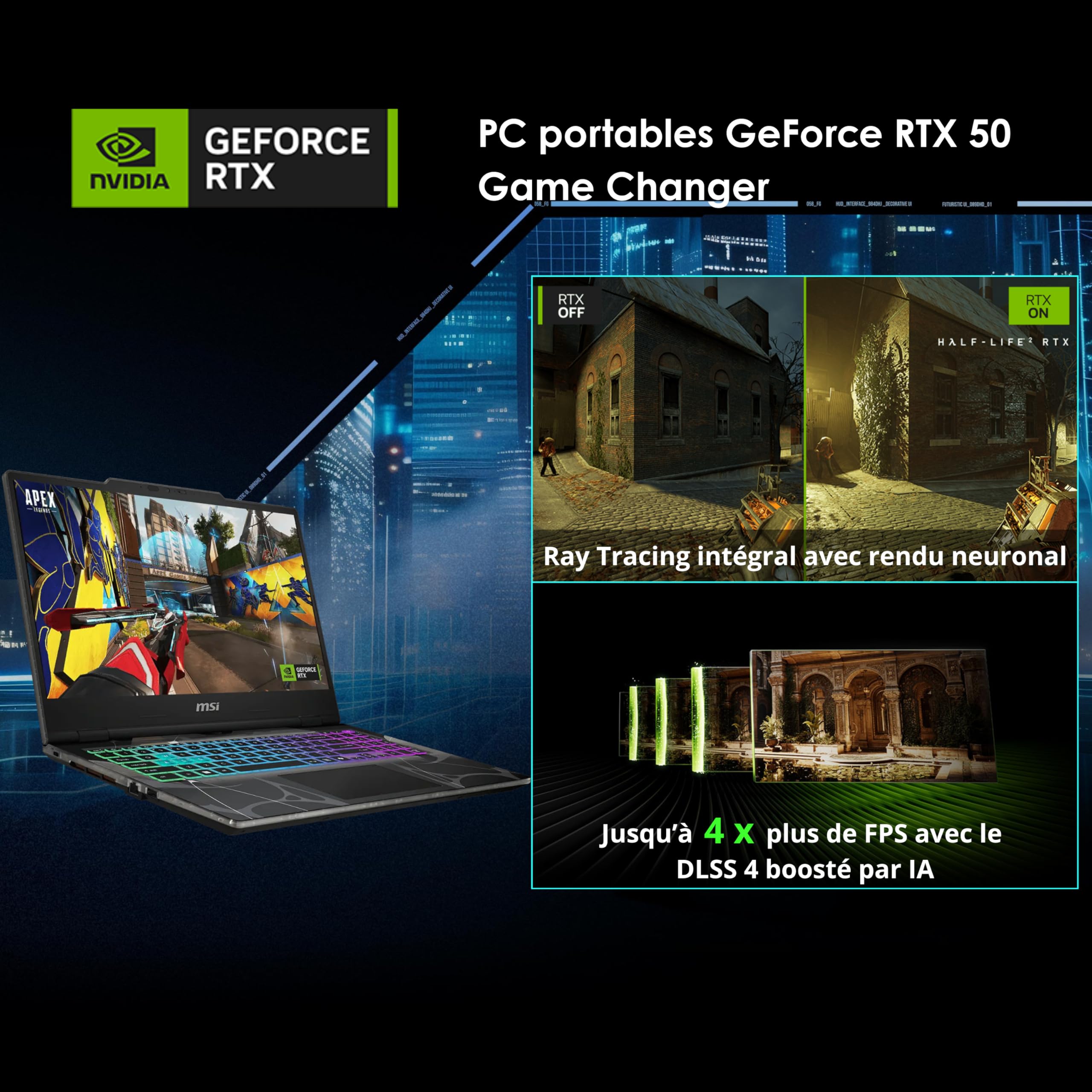 MSI Cyborg 15 B13WEKG-669FR : Intel i5-13420H - 16GB DDR5 - SSD 512GB - Nvidia RTX5050 8GB - 15.6' Full HD 144Hz - Windows 11 Famille - 4