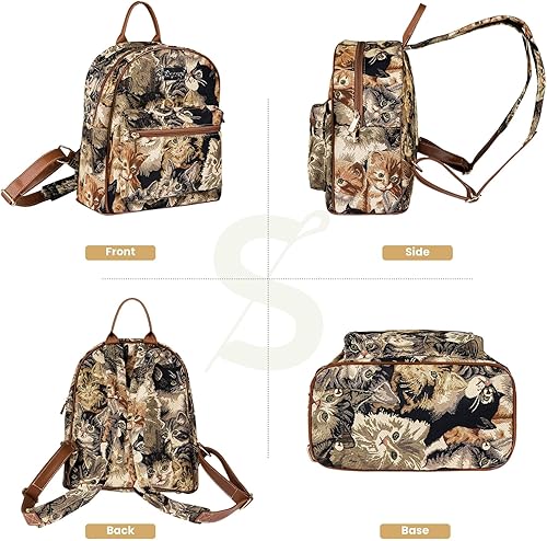 Vista 2 de Signare Mochila tipo tapiz, mochila casual para mujer, Gato, Daypack