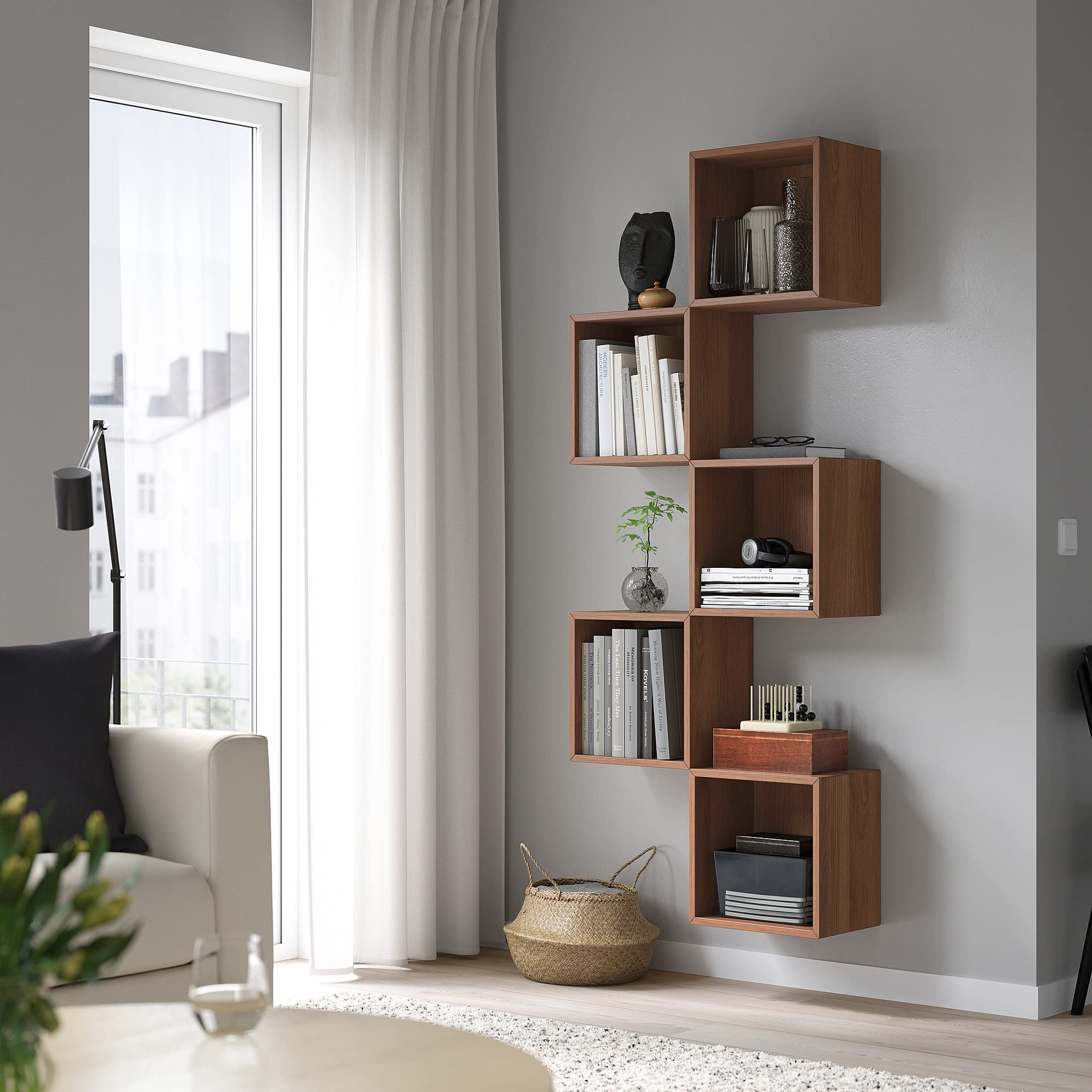 Amazon｜IKEA EKET 壁掛け収納コンビネーション ウォールナット効果