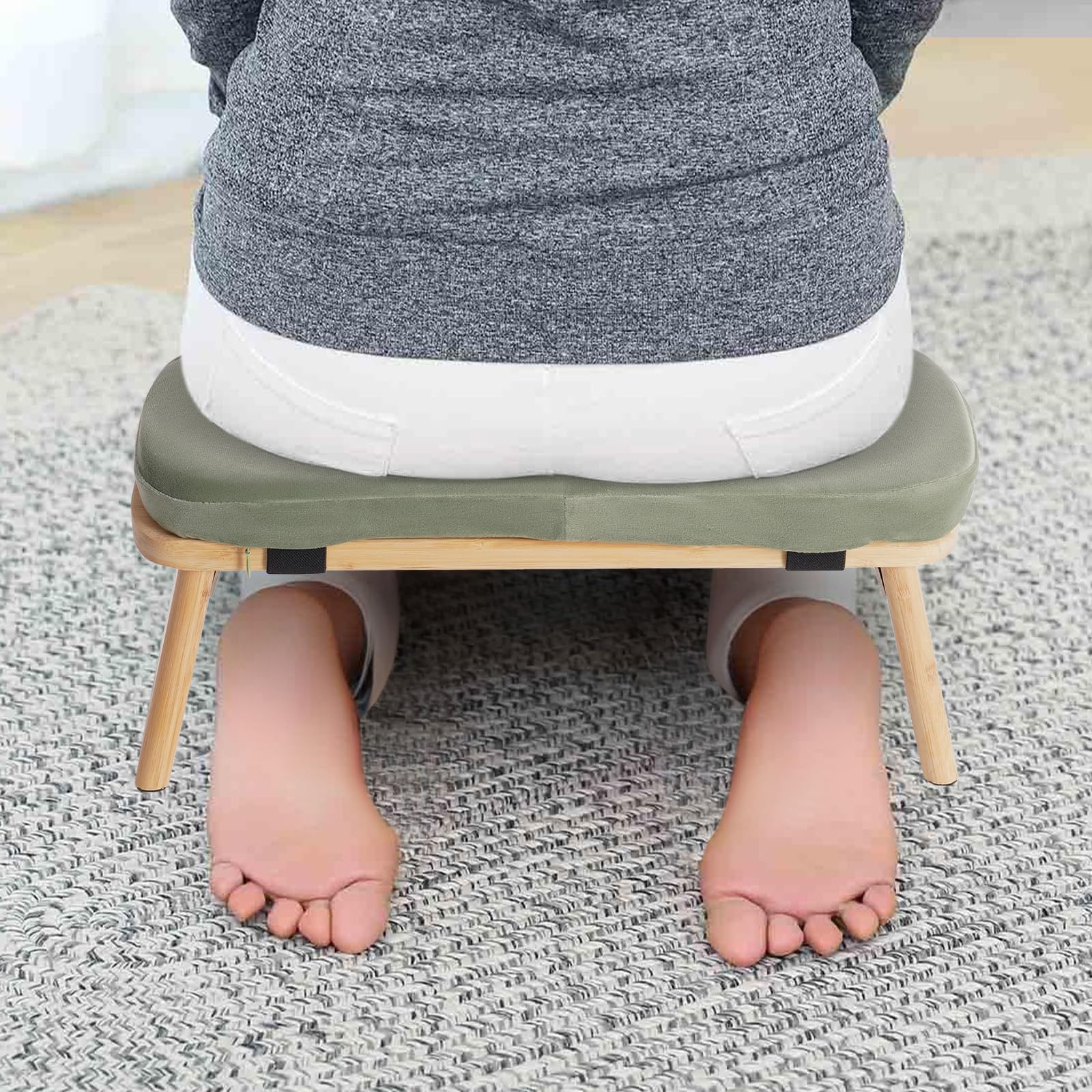 Panca da meditazione, pieghevole, da yoga, con cuscino, ergonomica, pieghevole, comoda e morbida, imbottita, accessori per yoga (verde)