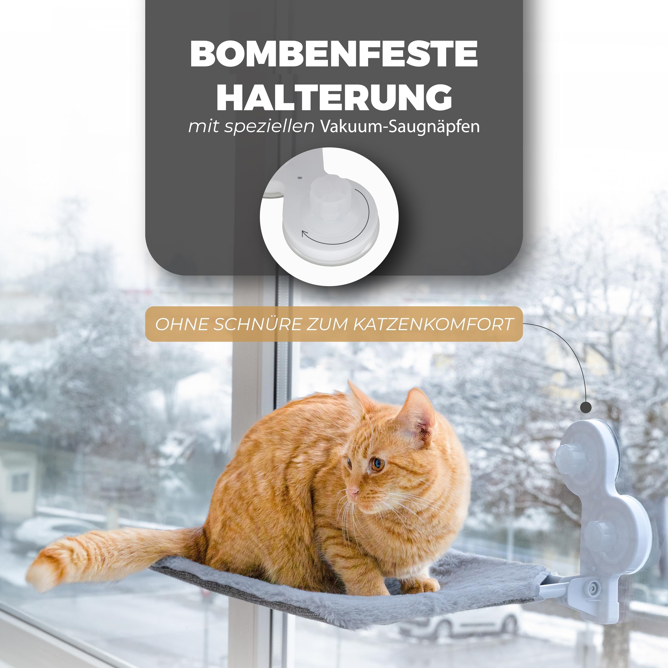 Katzen Fensterliege Hängematte Katze Katzenbett Fenster- KatzenFenster Hängematte für Katzen bis zu 20 kg