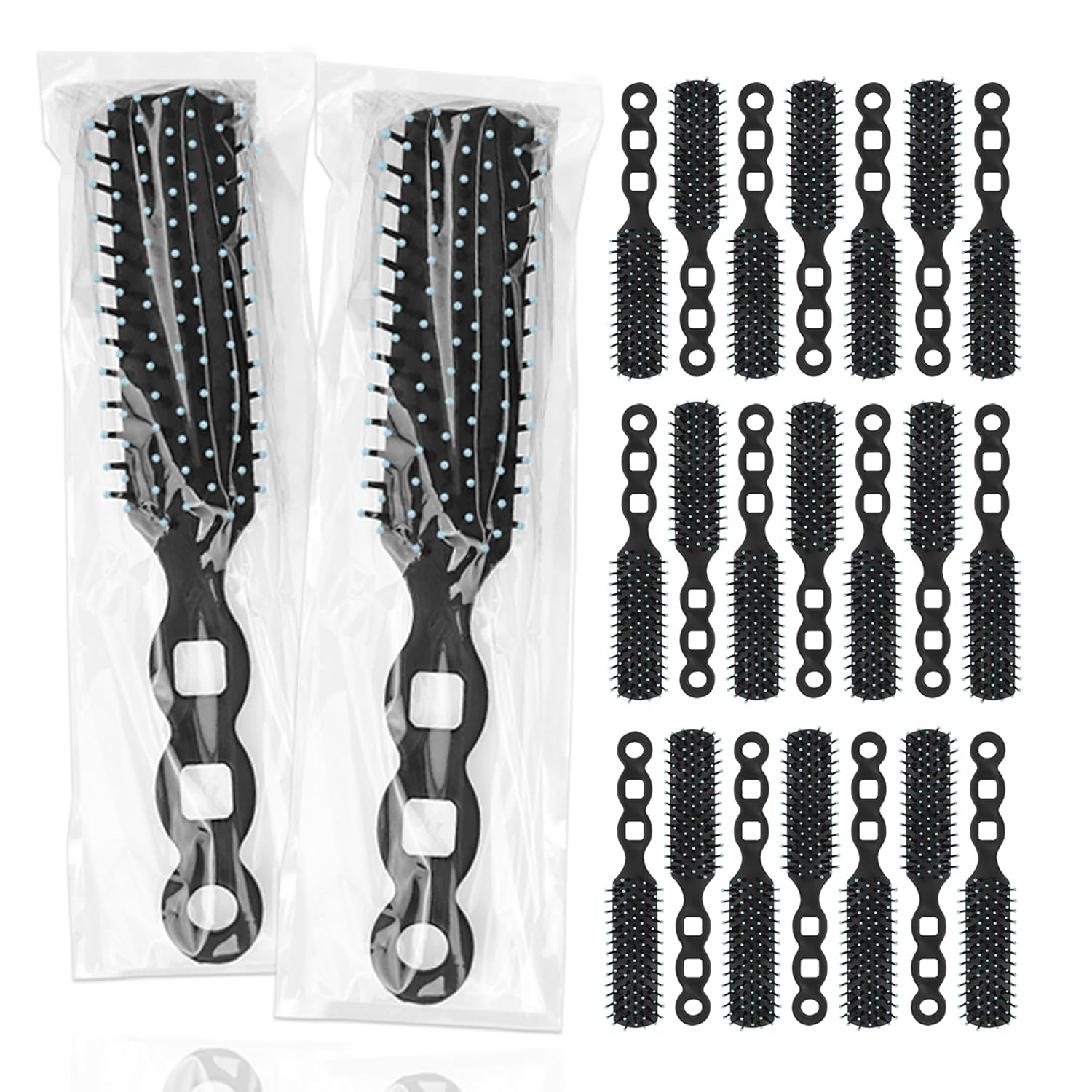 Bulk Hair Brushes for Homeless Individually Wrapped, Hair Brush Bulk, 100pcs Hair Brush for Curly Hair Suitable for Homeless,Shelter,Air Bnb/Hotel, Black