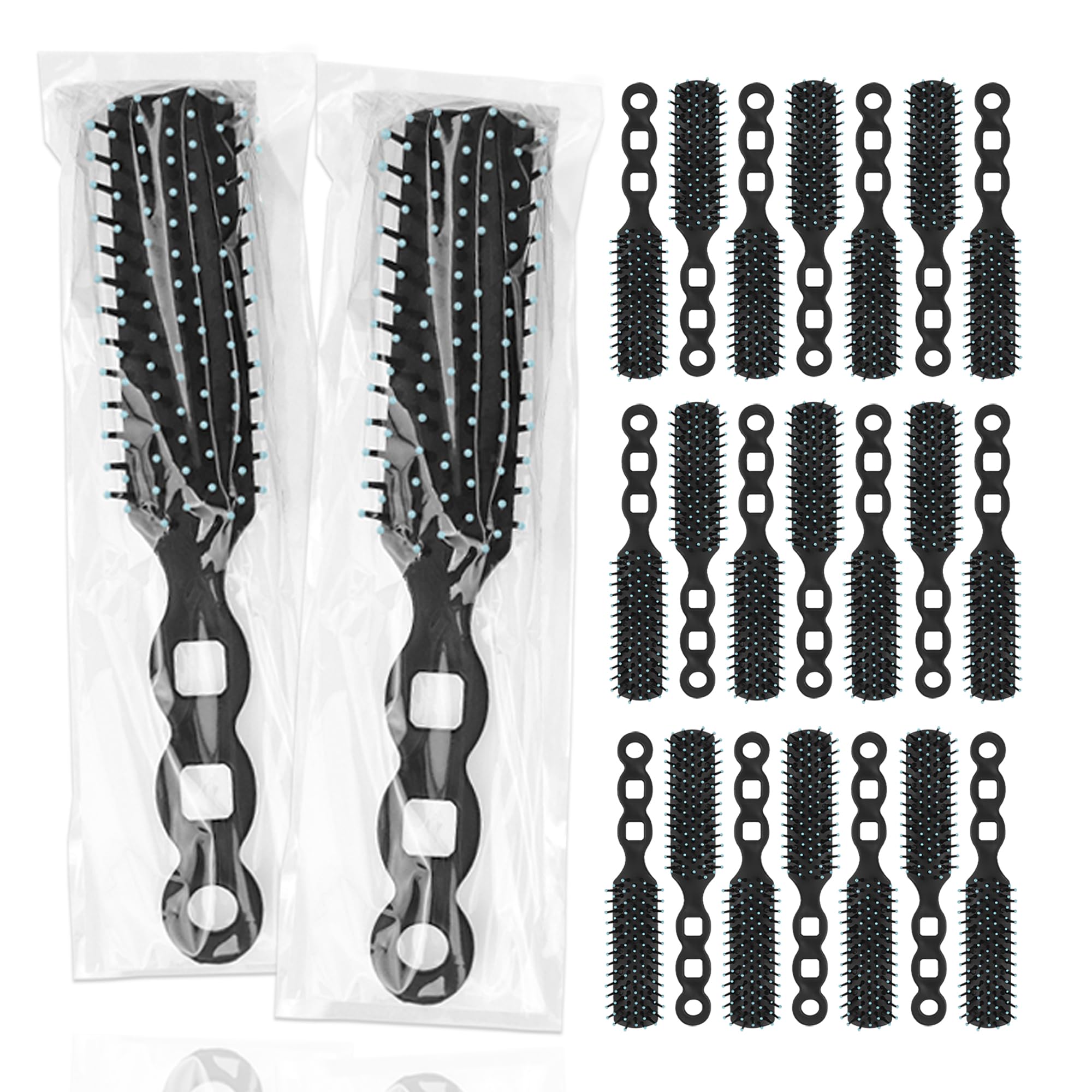Bulk Haarbürsten für Obdachlose, einzeln verpackt, Haarbürste, 100 Stück, Haarbürste für lockiges Haar, geeignet für Obdachlose, Unterschlupf, Air Bnb/Hotel, Schwarz