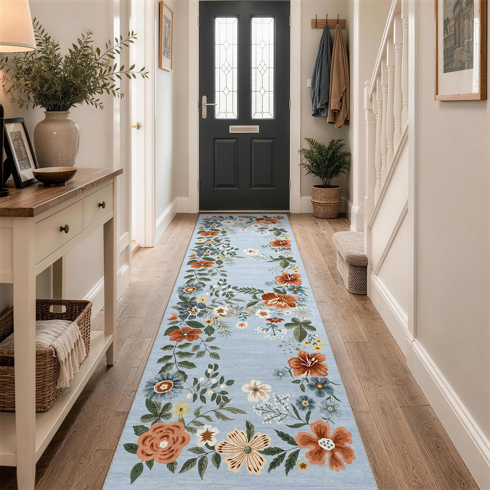 SOANNY Runner Rug, Washable Non Slip Hallway Carpet, 60x180cm Dusty Blue โ image 1