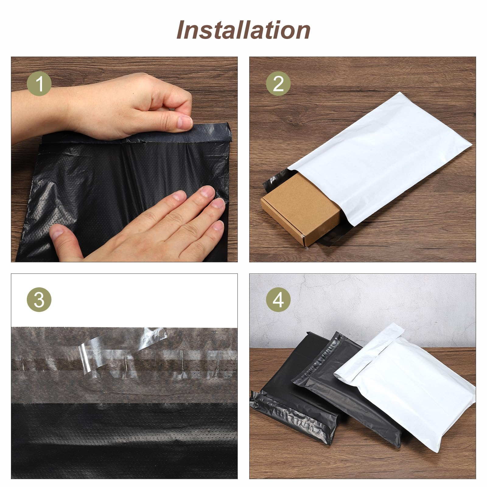 PATIKIL Polietileno Remitente Envío Bolsas 17.72x21.65 Pulgadas Auto Sello Adhesivo Impermeable Resistente Envío Sobres Bolsas para Ropa Pequeños Artículos Negro 200 Paquetes