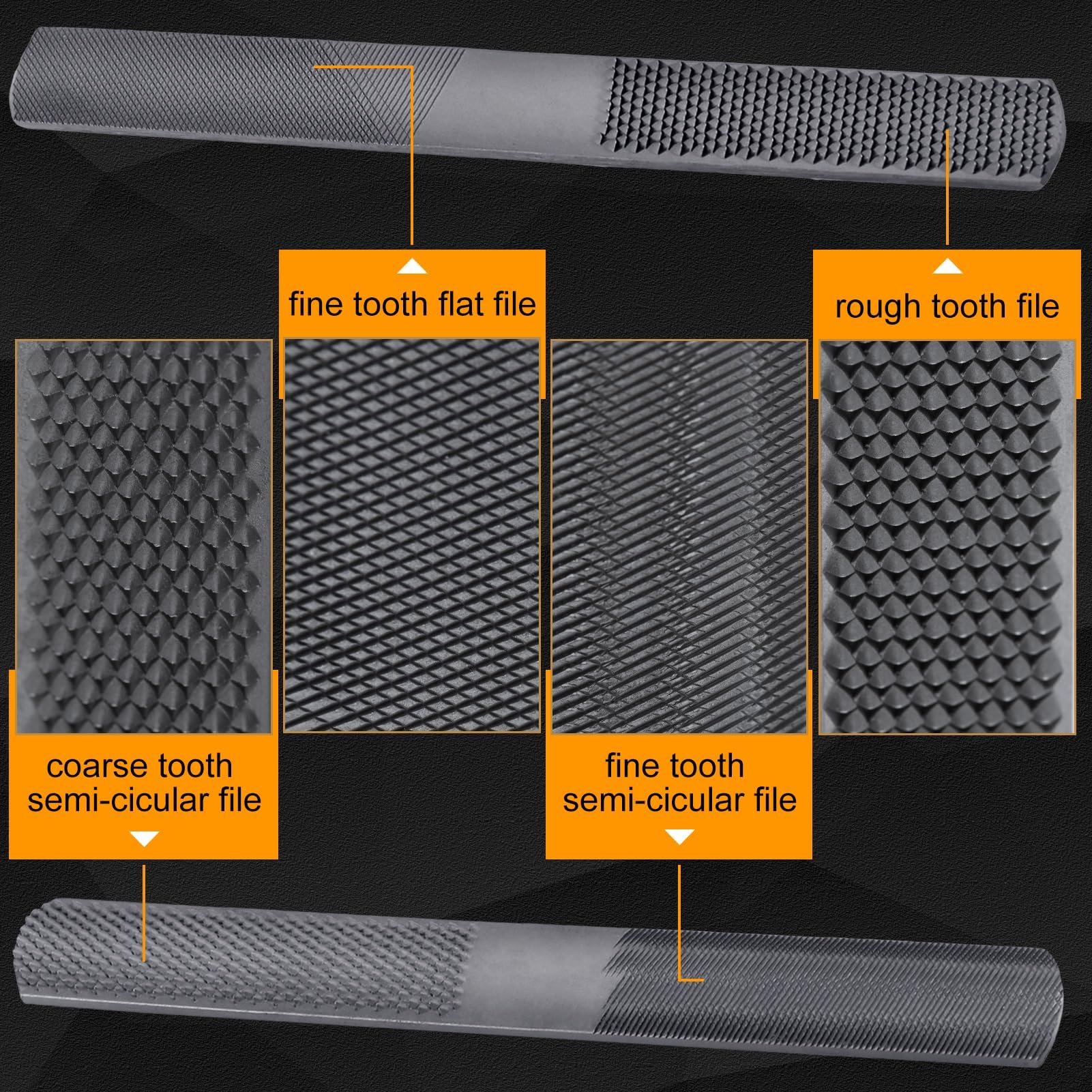SPEEDWOX 4 Way Wood Rasp File Set Hand File and Round Rasp Half Round Flat & Needle Files Metal Files Set for Sharping Wood and Metal Tools Rasps for Woodworking - Image 4