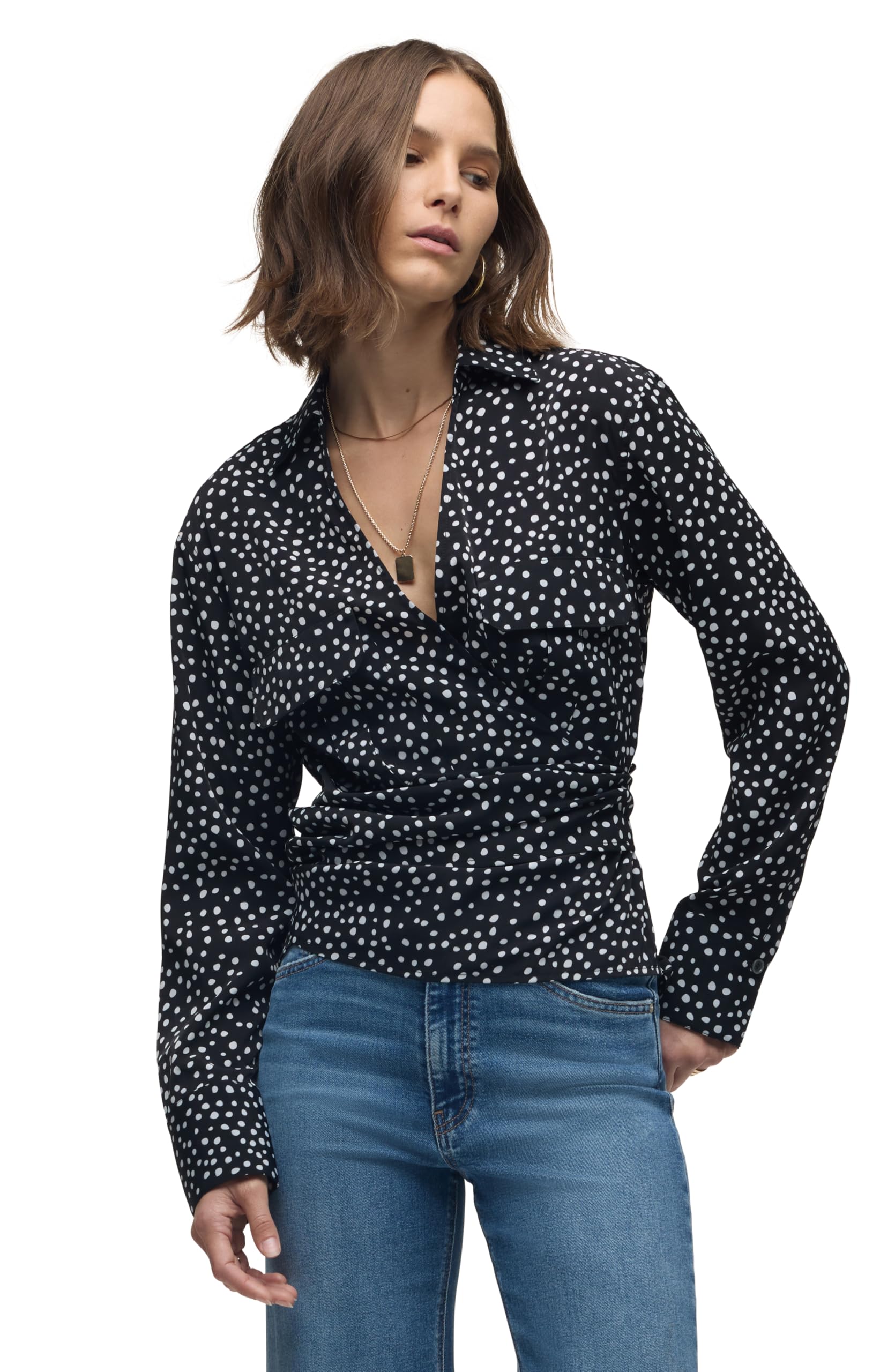 Hudson Damen Long Sleeve Wrap Shirt Langärmeliges Wickelhemd