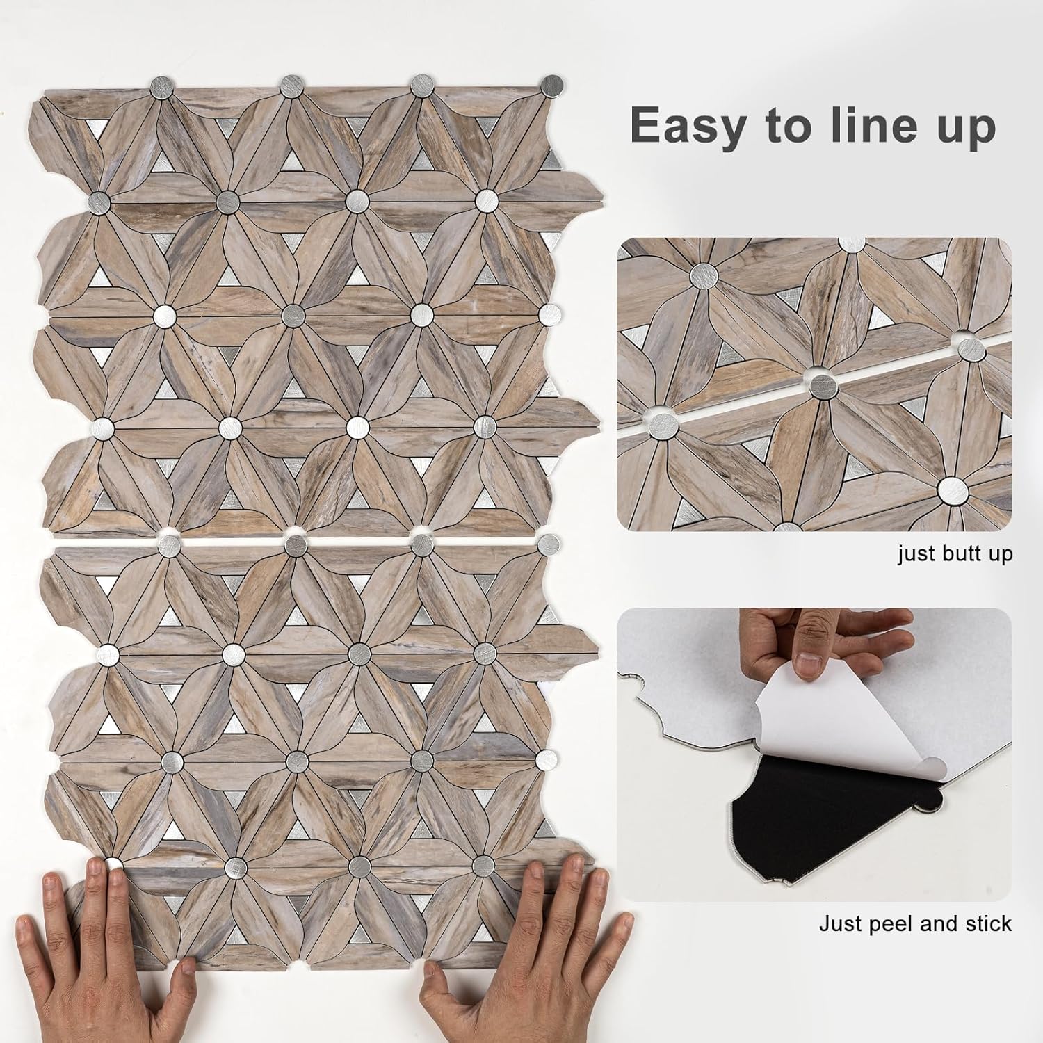 Peel and Stick Backsplash Tile, 10 Sheets Waterproof PVC Wall Tiles for Kitchen Bathroom, Thick Self Adhesive Stick on Backsplash, Covers 9.67 Sq.Ft.