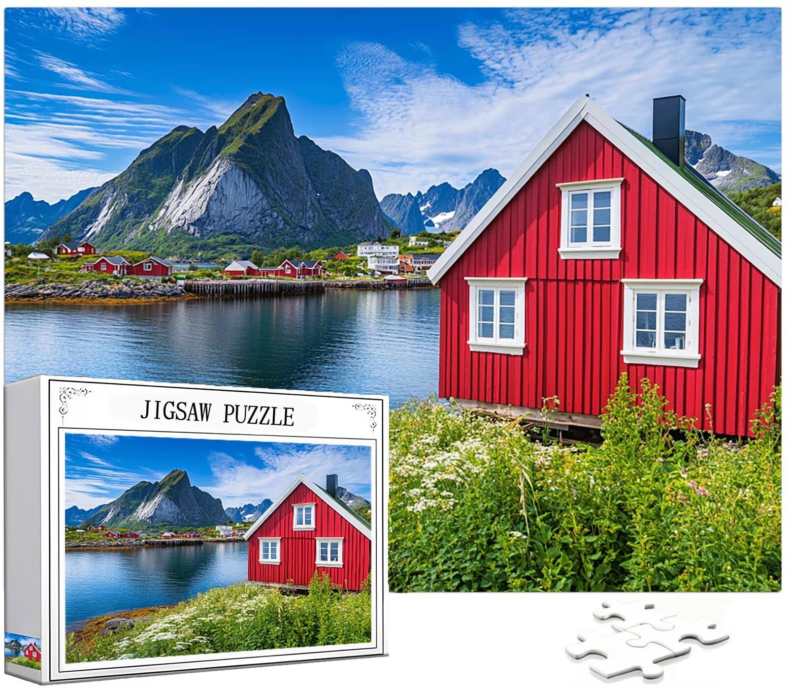 Krajobraz Puzzle 2000 sztuk duży rozmiar dla dorosłych, projekt kabiny z kompaktowym pudełkiem i plakatem, w zestawie do dekoracji ścian domu, prezent dla kobiet mężczyzn, drewno układanki 100 x 70 cm
