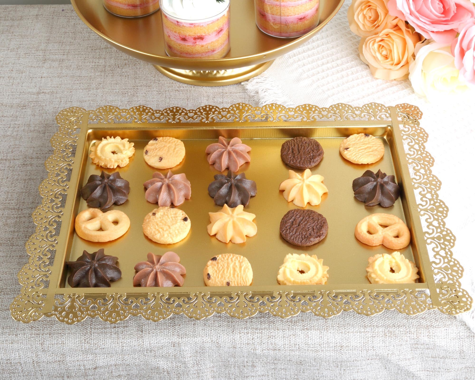 6 soportes para tartas de metal dorado, soportes para cupcakes para mesa de postre, boda, cumpleaños