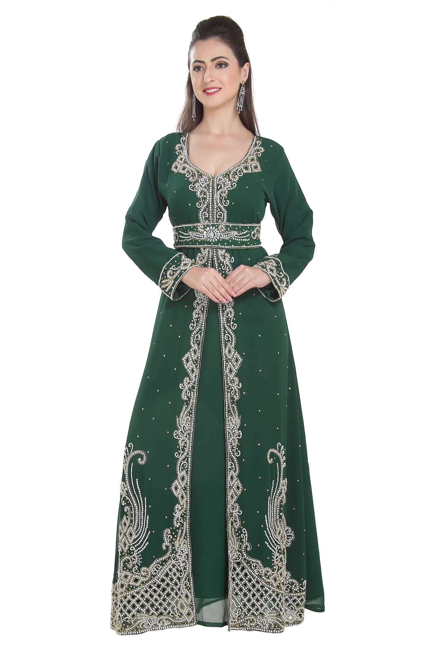 Giennie Aladdin Fancy Maxi Dress Full Length Western Wedding Gown Takchita 7207