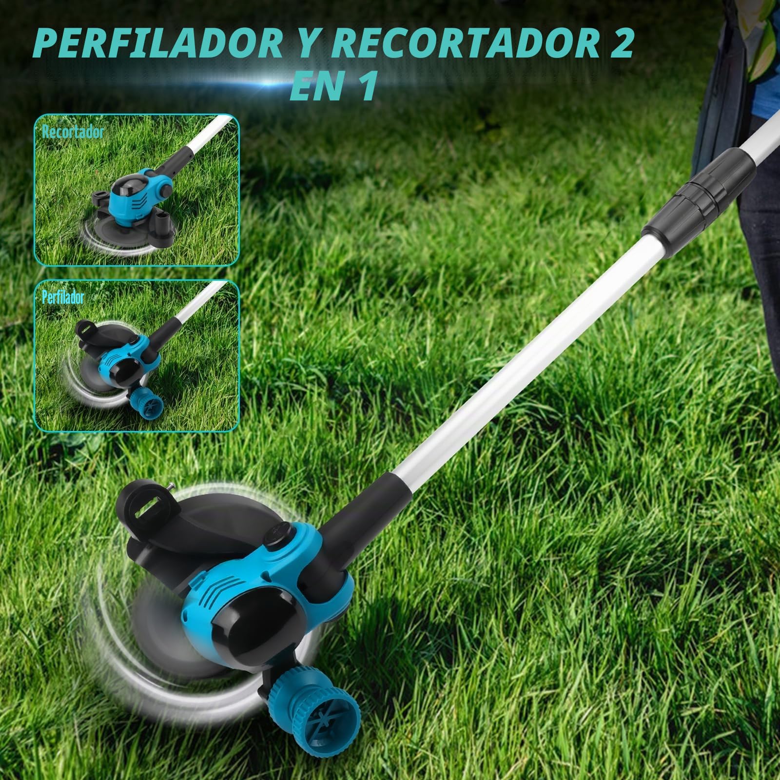 Desbrozadora con batería con 2 baterías de 2000 mAh, compatible con Makita de 18 V, cabezal de malas hierbas y 3 tipos de cuchillas, motor sin escobillas