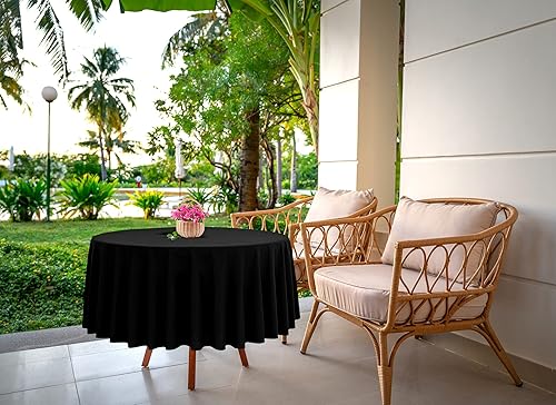 Miniatura 2 de Paquete de 12 manteles redondos negros de poliéster de 60 pulgadas, tela lavable, resistente a las manchas y a las arrugas, ropa de mesa redonda