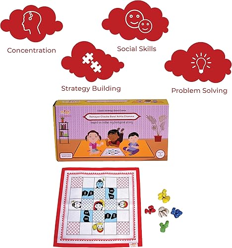 Miniatura 2 de Desi Toys Ramayan Chauka BaraAshta Chamma  Tablero de tela  Temática mitológica india  Juegos de mesa de lógica y estrategia  Ludo indio  Tapete de
