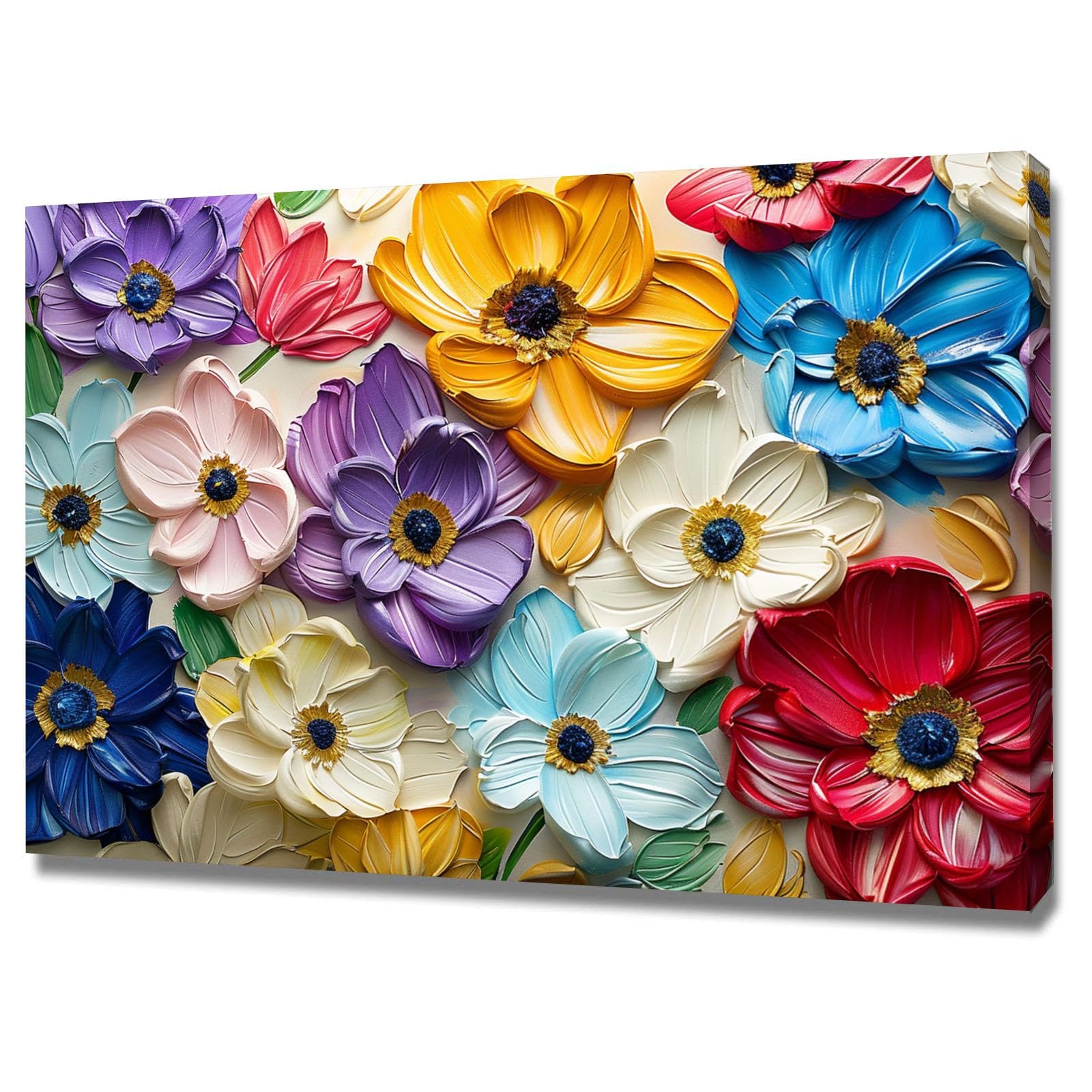 Impression sur toile intissée fleur 3D tableau décoration murale salon - 8
