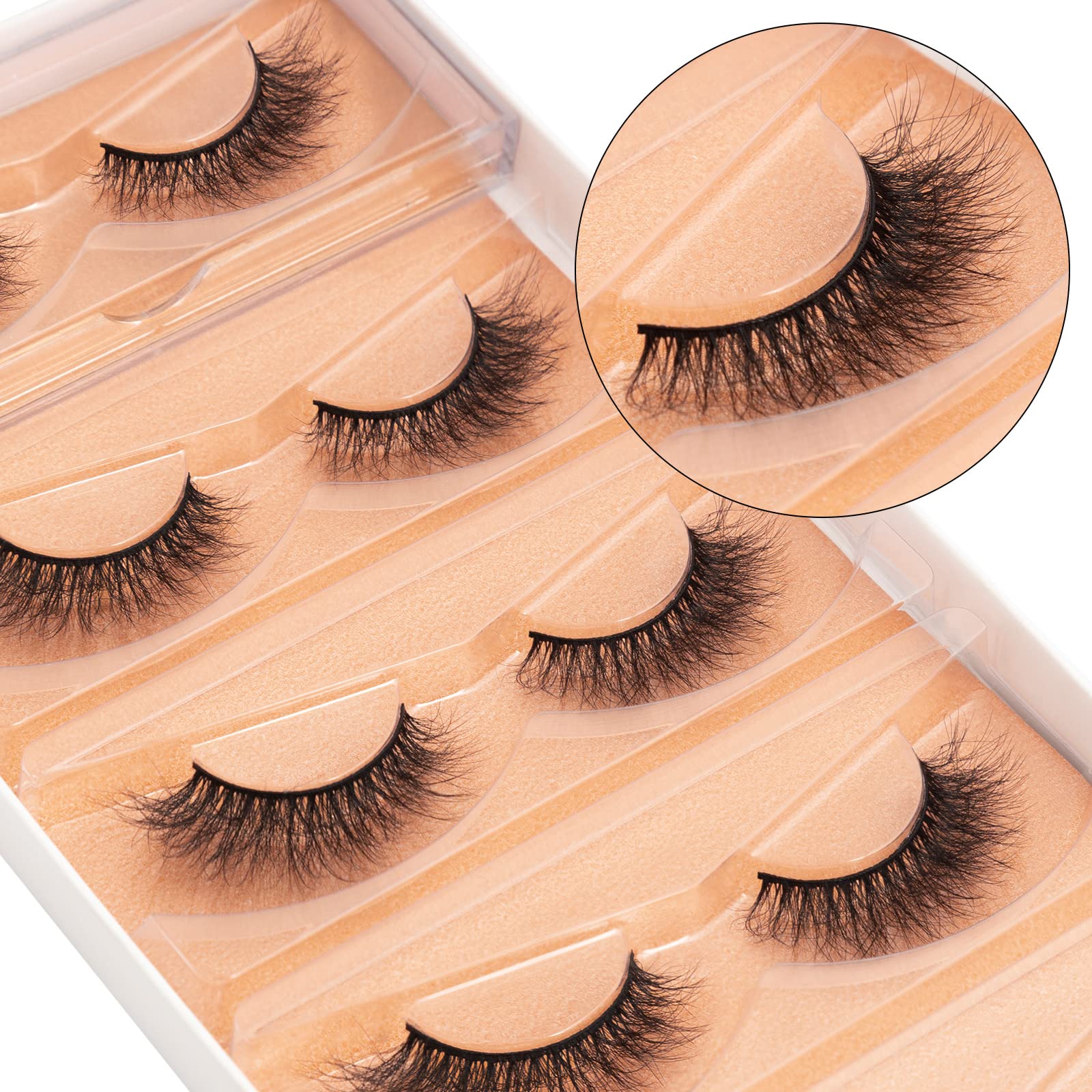 DYSILK Ciglia Finte Naturali 5 Paia 6D Extension Ciglia Lashes Occhio Di Gatto Ciglia Sottili Fake Eyelashes Fatte a Mano al Ciglia Corte Riutilizzabili False Lashes|10mm-15mm