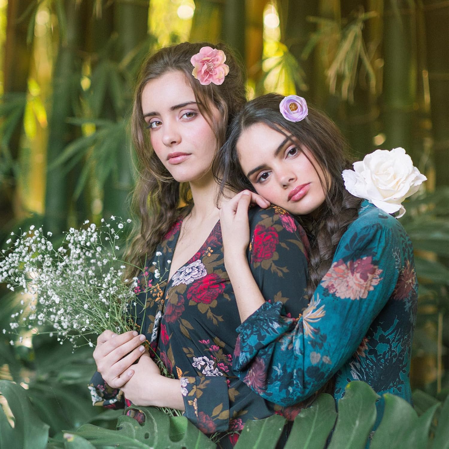 12 Pcs Flower Hair Clip for Women Girls Rose Flower Hair Clips Silk Claw Clip Bridal Wedding Headdress and Corsage Boho Clips Accessories for Beach Party Wedding(Pink, Purple, White) - Image 6