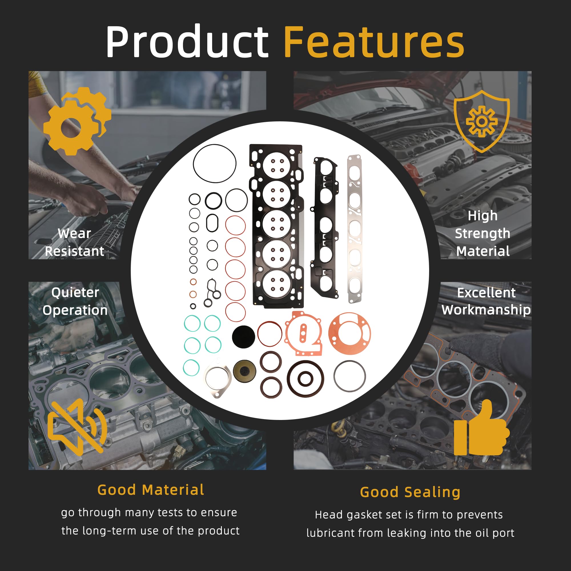 Head Gasket Set Compatible With 2015-2020 Volvo 2.0L Turbo - Replaces 31316041, 31359666, Etc.