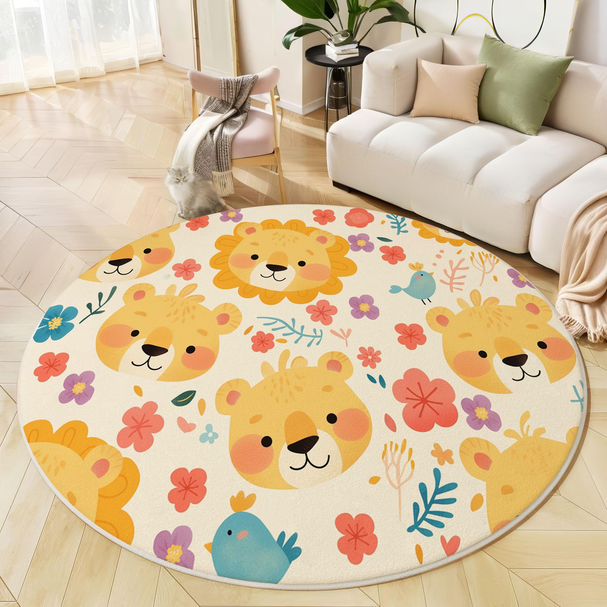 Tapis lion de dessin animé pour créer un coin jeu ludique dans le salon