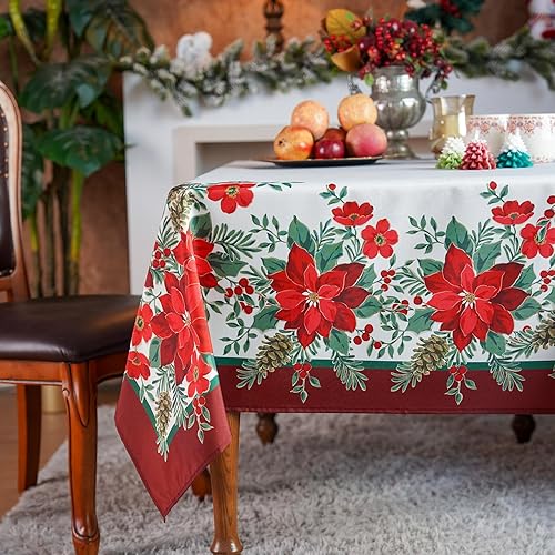 Miniatura 1 de Artbloss Mantel rectangular con ribete de encaje, manteles de otoño de granja para cocina, Navidad, exteriores, interiores, comedor, fiesta en casa