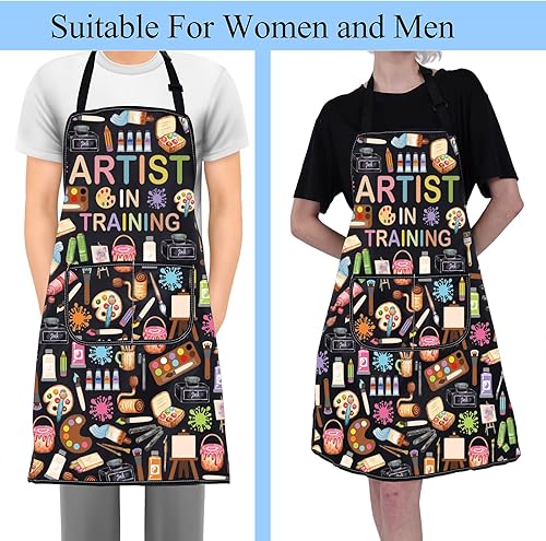Miniatura 4 de FUSTMW Delantales de pintor de artistas, delantales con bolsillos, delantales de pintor, regalo para amantes del arte, regalos para profesores de