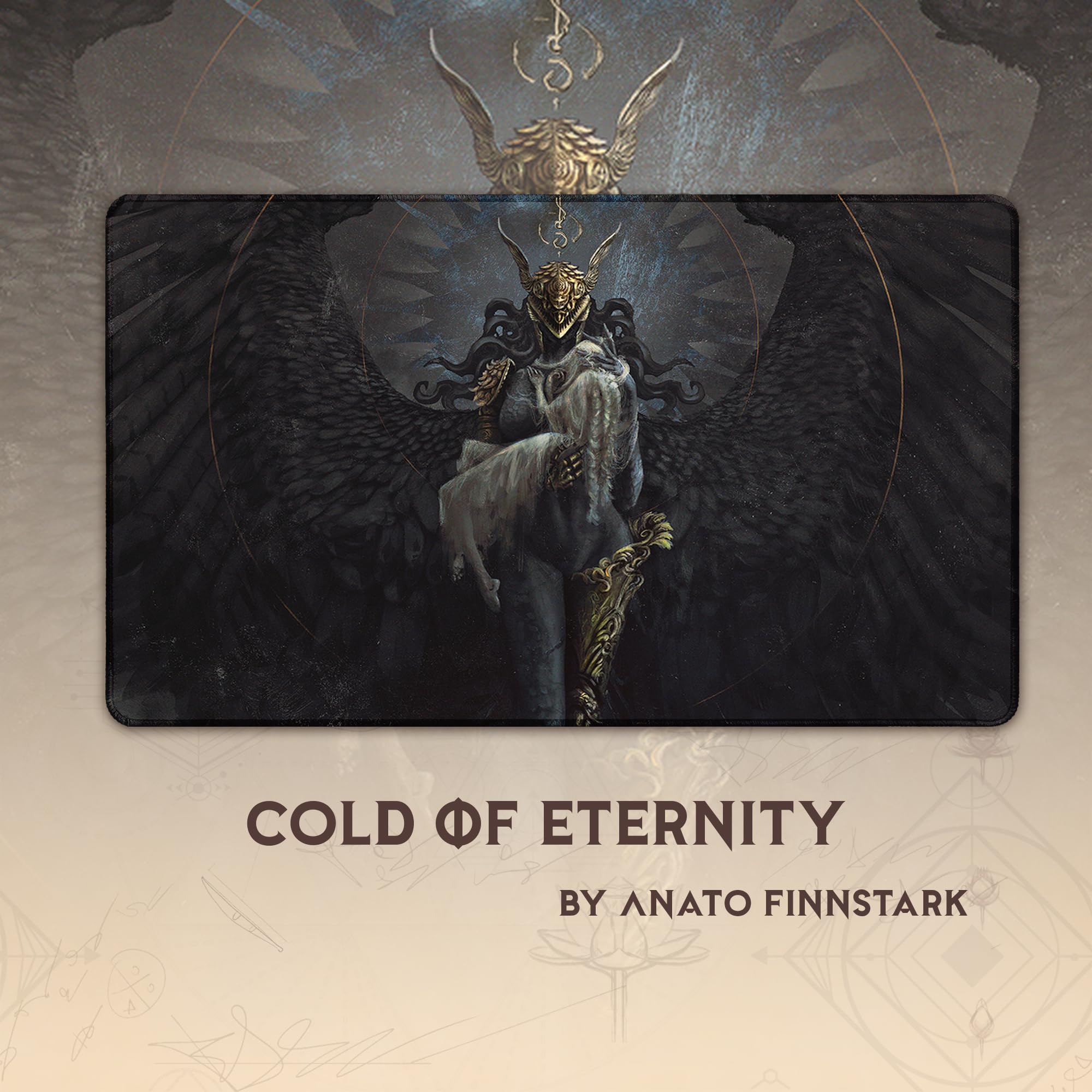 Cold of Eternity (Bordes cosidos) - Alfombra de Juego Elden Ring, Dark Souls - Compatible con tapete de Juego Magic The Gathering - Juega a MTG, YuGiOh, TCG - Diseños Originales y Accesorios