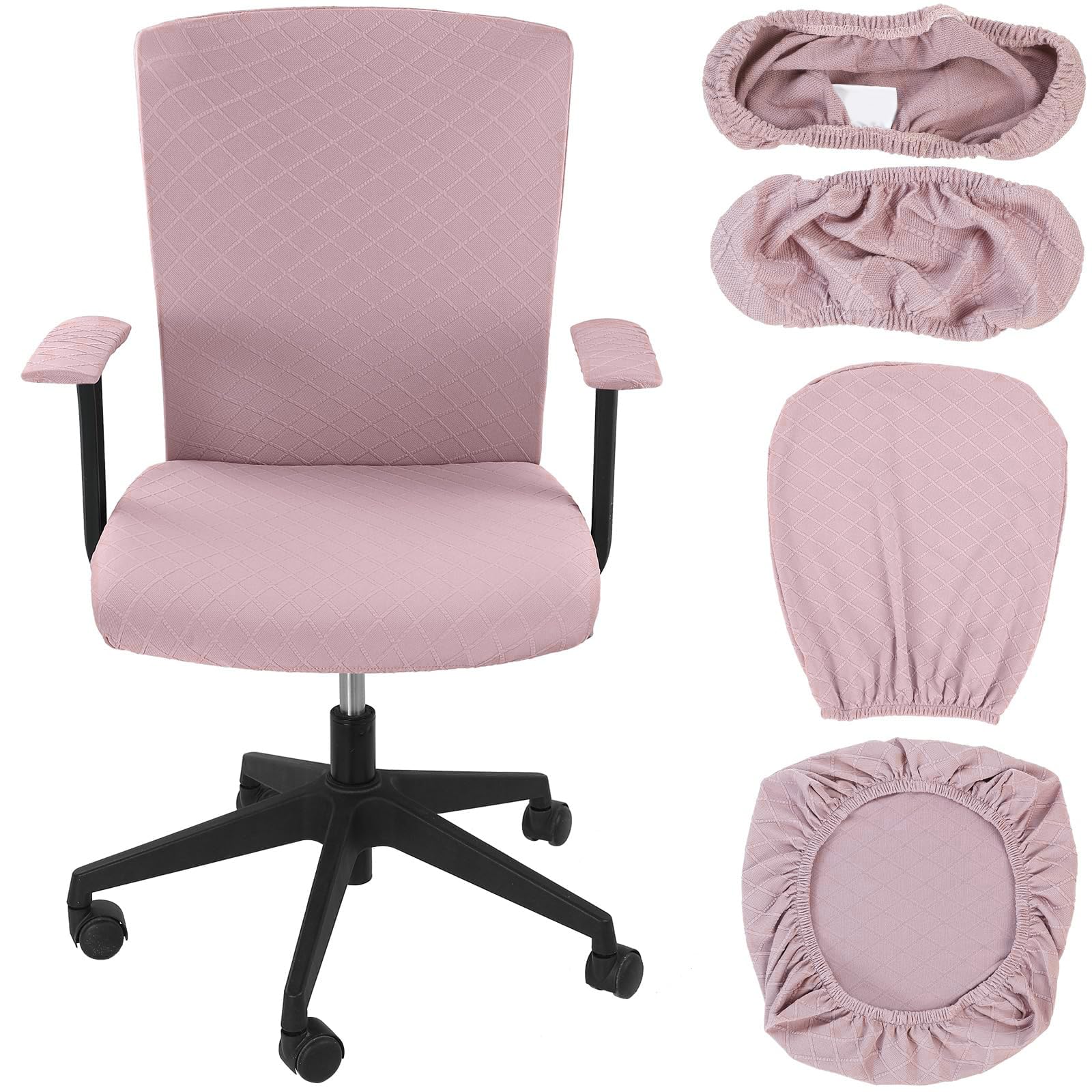 4 Piezas Fundas ElƔsticas Rosas para Sillas, Cubiertas Universales Protectores De Asiento para Silla De Oficina De Computadora, Fundas ElƔsticas para Reposabrazo
