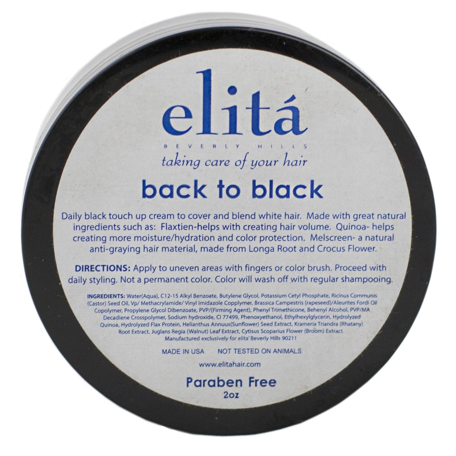Elita, Back to Black Temporary Root Concealer Root Touch Up, Made in USA