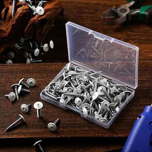 Miniatura 7 de Demissle 120 tornillos de madera blancos #8, tornillos de placa de pared autorroscantes rápidos con rosca blanca para placas de pared, persianas de