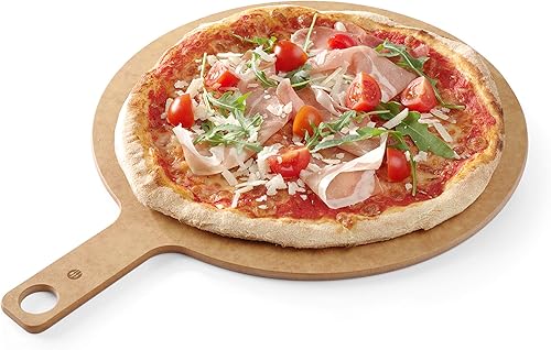 Miniatura 2 de HENDI Tabla de pizza, pala para pizza, cáscara de pizza, tabla de pizza, tabla de servir, con asa, apta para lavavajillas, diámetro 254 x (alto),