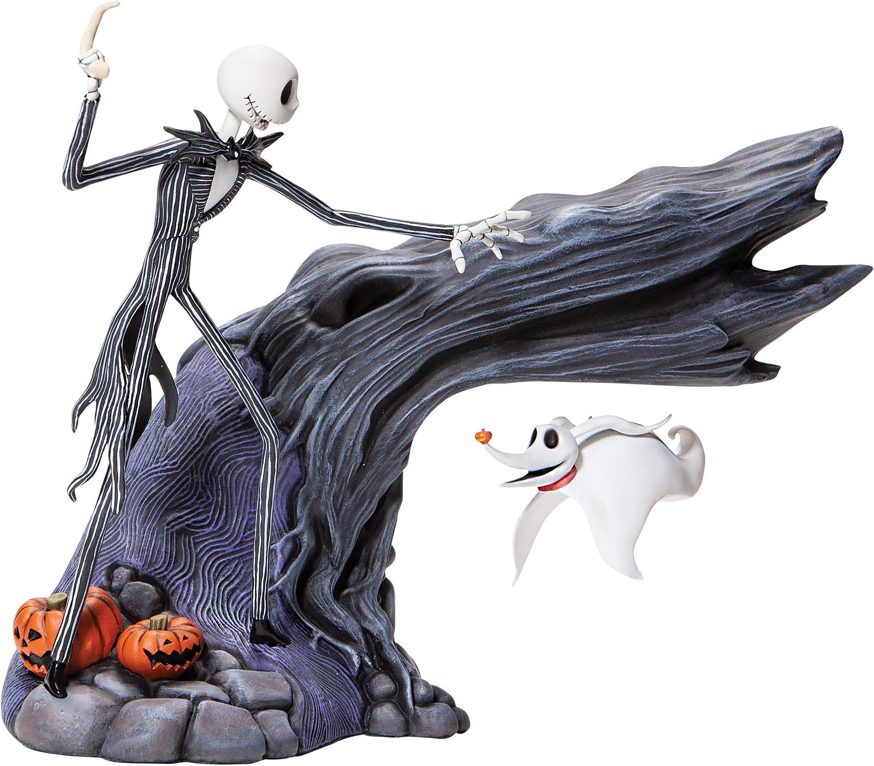Enesco Grand Jester Studios LEVITATION Nightmare Before Christmas Jack Skellington and Zero LED Lit Statue Figurine, 8.25 Inch, Multicolor