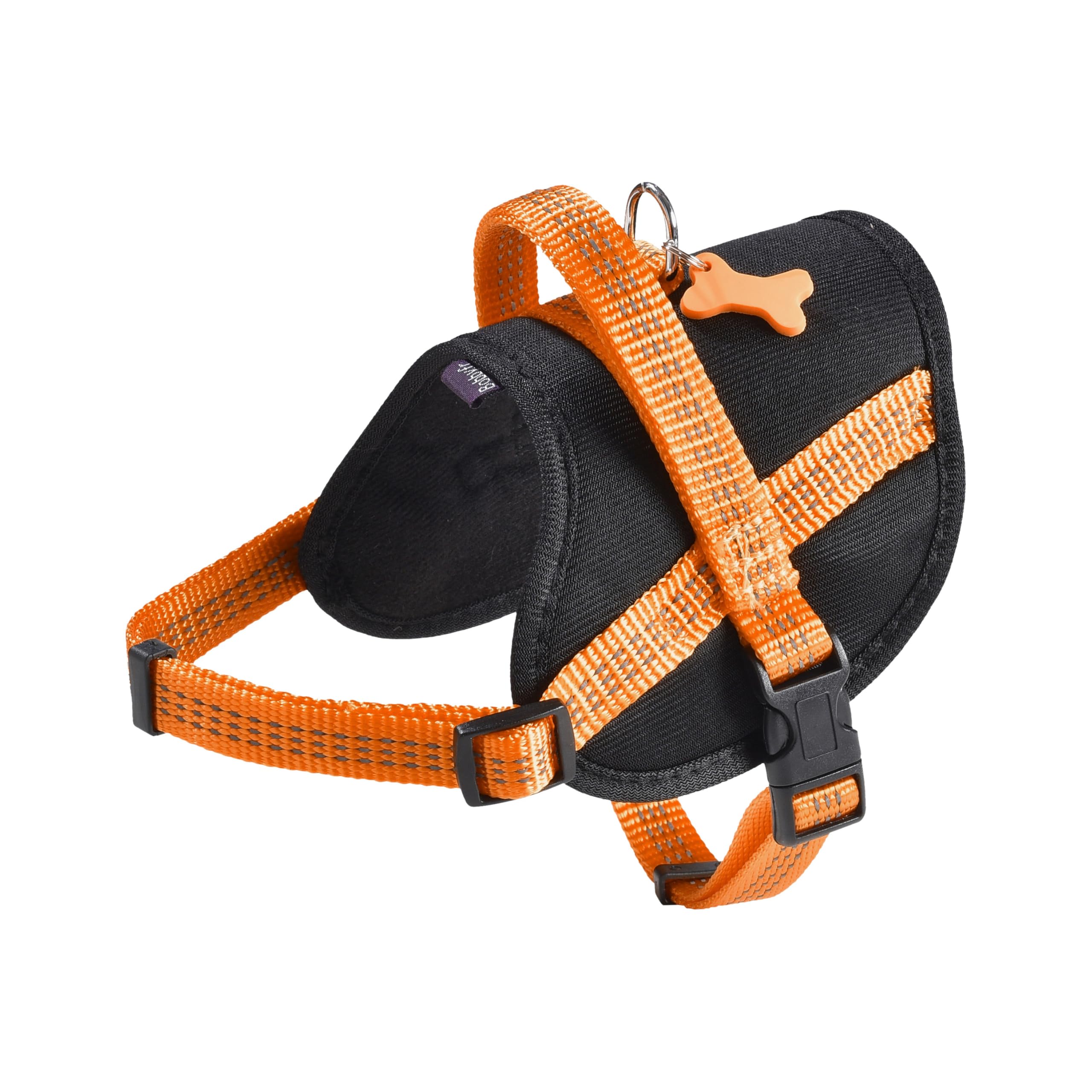 Bobby Easy Safe Dog Harness with Tag Size M Reflective Nylon with Coat Cover, Adjustable Buckle Closure, Orange, Chest Size 48-66 cm