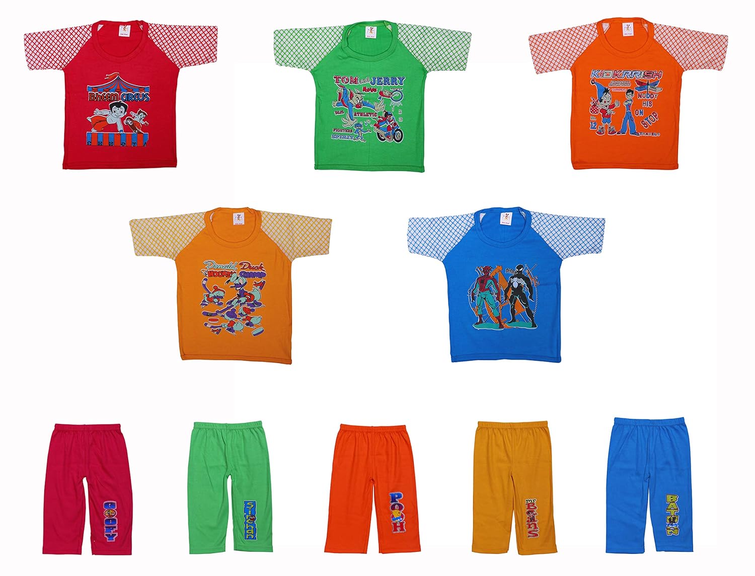 GREEN TEE Baby Girl Cotton Top and Bottom Sets Pack of 5 (612Months