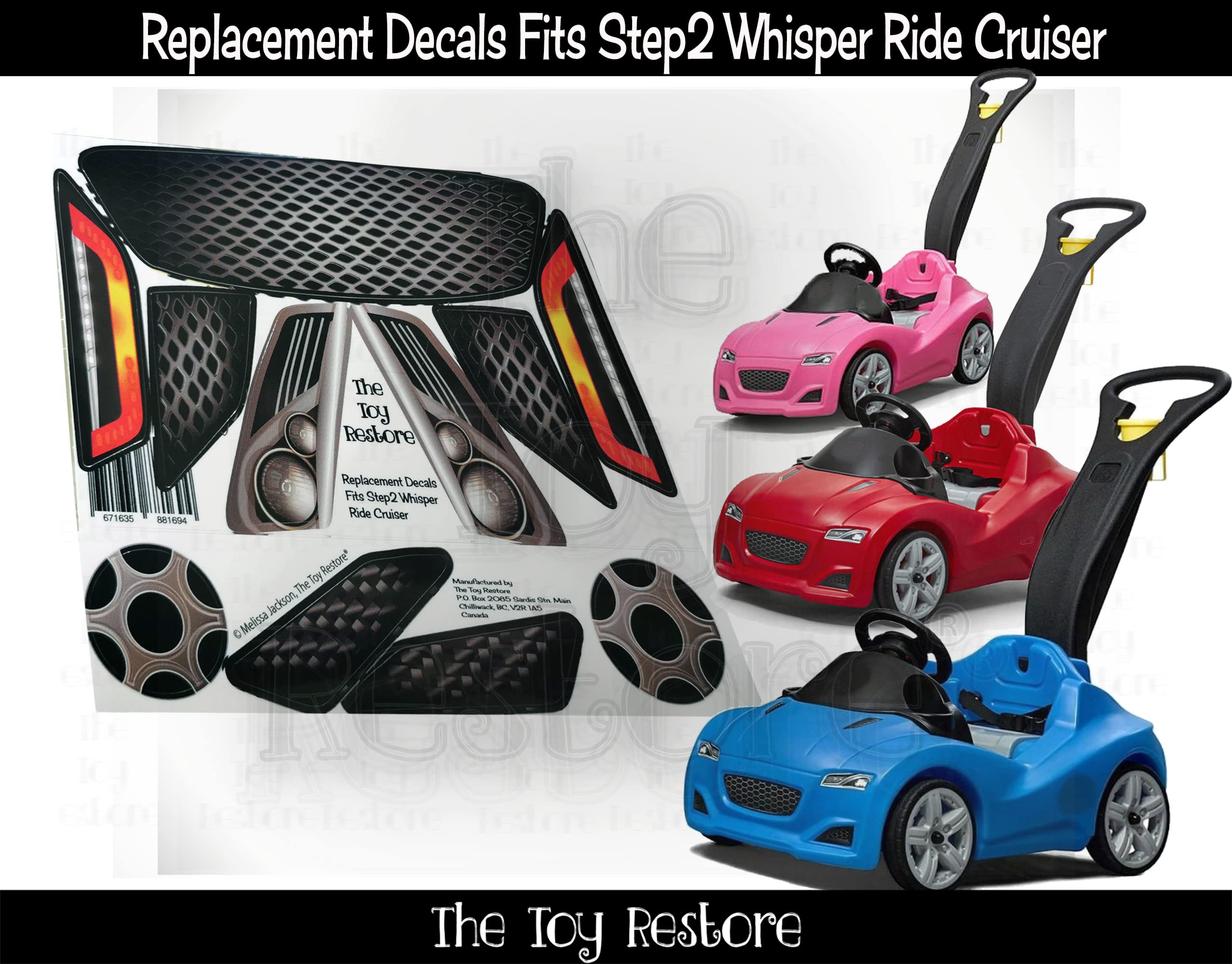 The Toy Restore Replacement Stickers Fits Step2 Whisper Ride Cruiser Push Around Buggy Car